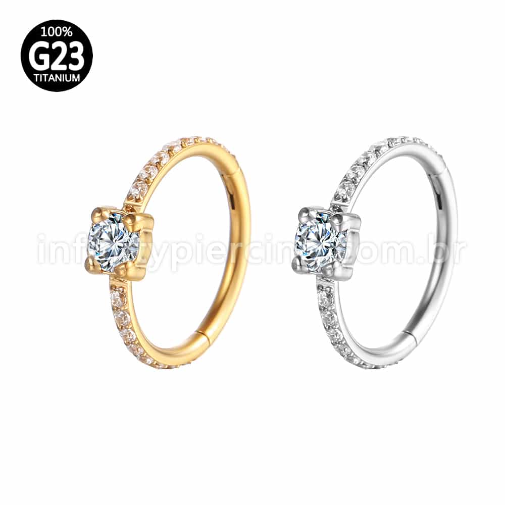 Piercing Argola Titânio Segmento Articulado Zircônia Redonda